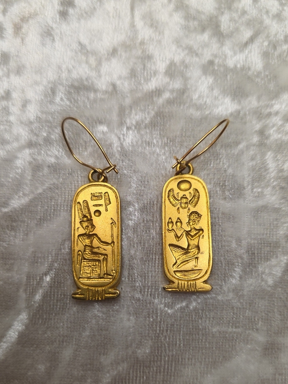 Vintage 1976 MMA Egyptian Revival King Tut Cartouche Mid Century Modern Earrings
